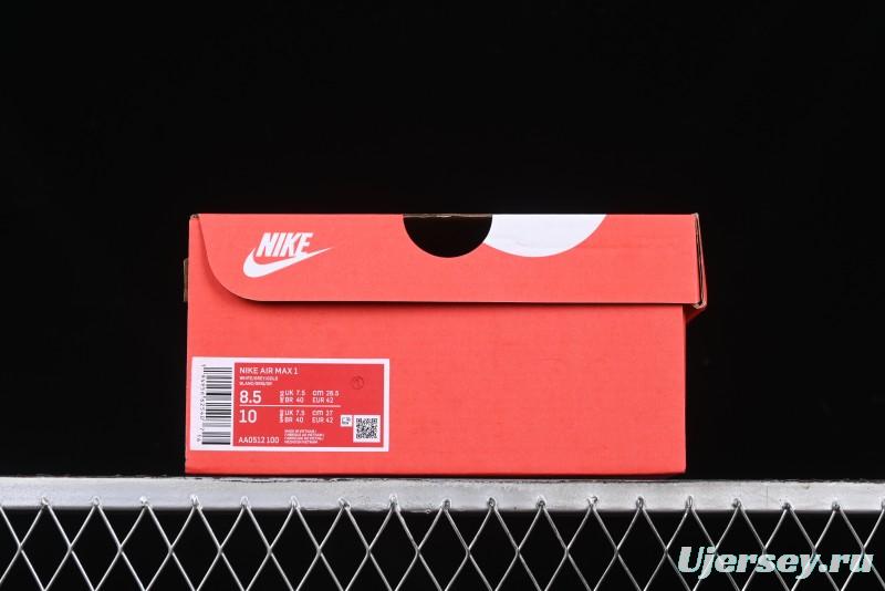 Nike Air Max 1 Retro Running Shoes with Half-Sole Air Cushion - AA0512-100