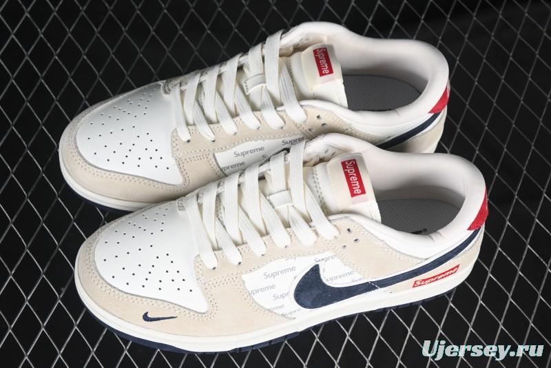 Nike SB Dunk Low Supreme Collaboration - Cream Coffee Anniversary High-End Custom Low-Top Casual Skate Shoes - AG3702-850