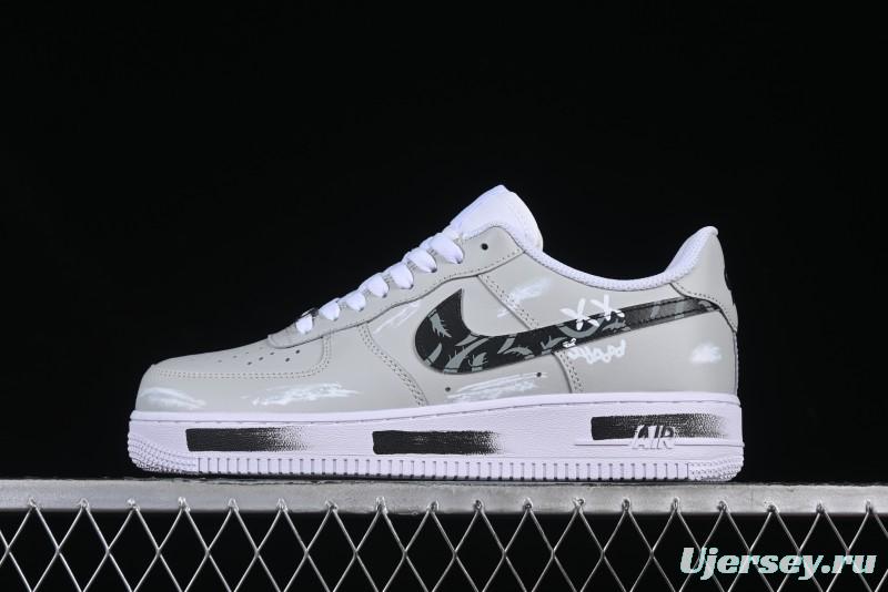 Nike Air Force 1 '07 Low Shadow Knight Grey White Black Casual Sneakers - CW2288-111