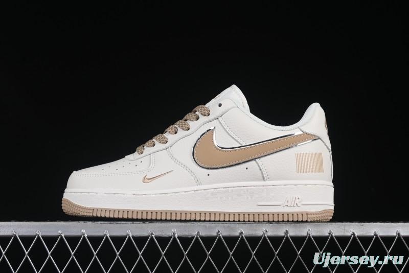 Nike Air Force 1 '07 Low QR Code Metallic Gold Star Sneakers Low-Top Casual Shoes - CU1836-965