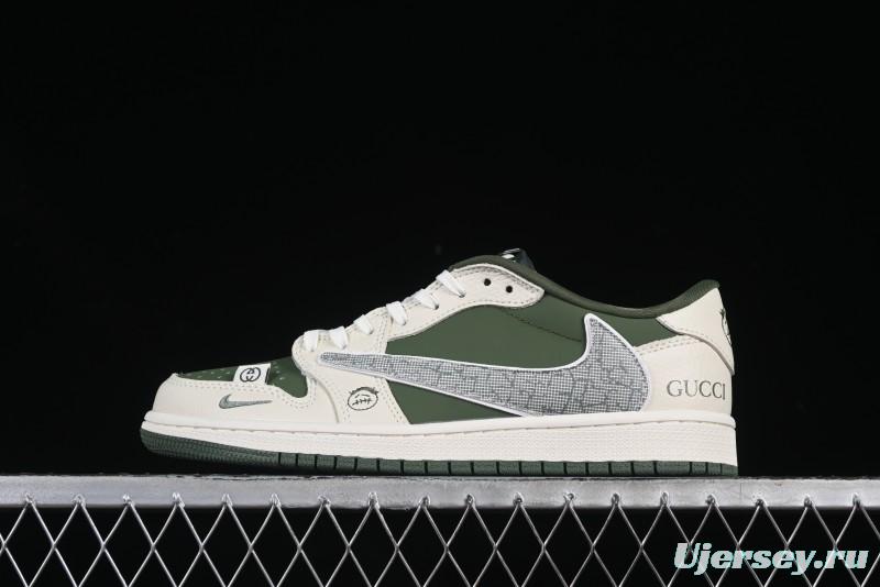 Nike Air Jordan 1 Low OG SP AJ1 Stussy Collaboration Black Grey Blue Black Swoosh Low Top Casual Sneakers - XS2024-001