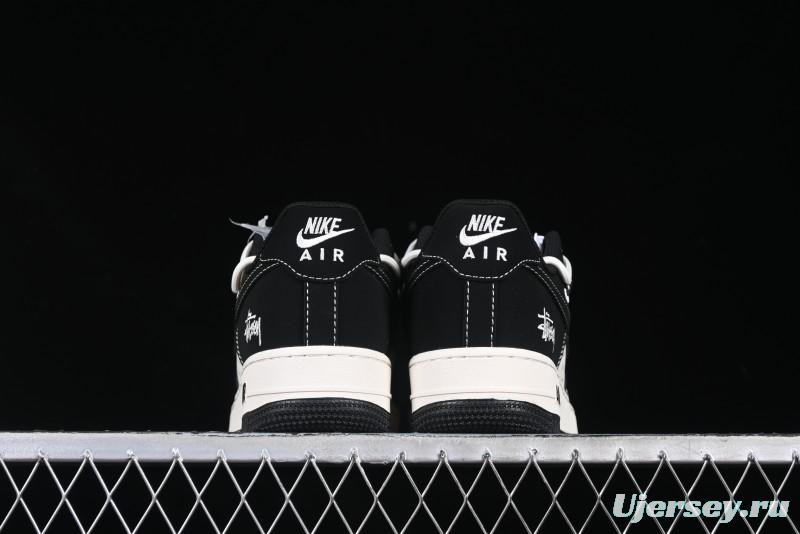 Nike Air Force 1 '07 Low Stussy Collaboration Black White Lace-Up Low-Top Casual Sneakers - SJ1198-108