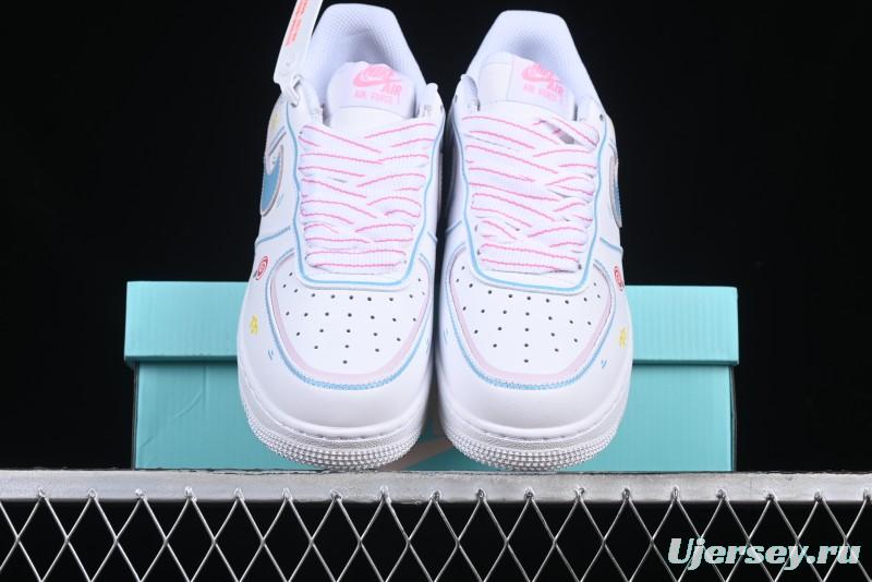 Nike Air Force 1 '07 Low Valentine's Day Limited Edition 2D Hand-Painted Graffiti Lollipop Casual Sneakers - TY0301-111