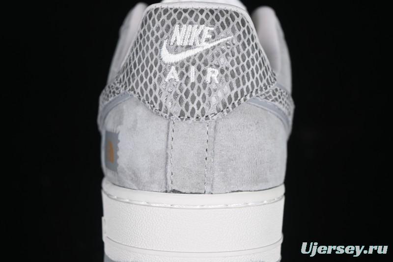 Nike Air Force 1'07 Low The North Face Collaboration Pig Grey Snake Print Low-Top Casual Sneakers - DF0188-027