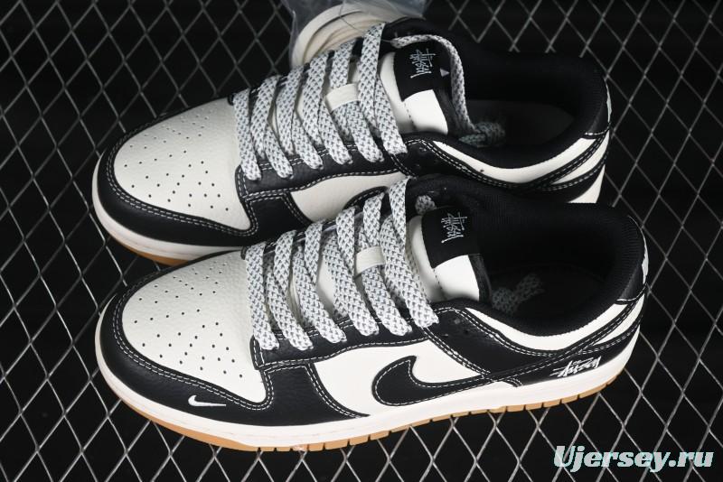 Nike SB Dunk Low Stussy Collaboration Black Gum Rubber Anniversary High-End Custom Low-Top Casual Sneakers - XX3168-120
