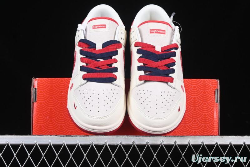 Nike SB Dunk Low Supreme Collaboration Year of the Snake Limited Edition Red Snake Print Anniversary Custom Low-Top Casual Sneakers - XS1086-015