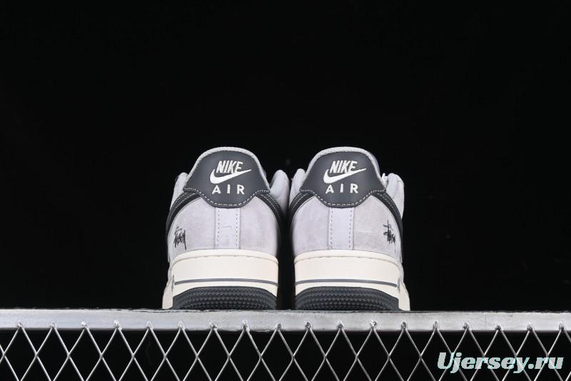 Nike Air Force 1 '07 Low Stussy Collaboration Grey Swoosh Casual Sneakers - XZ6188-911