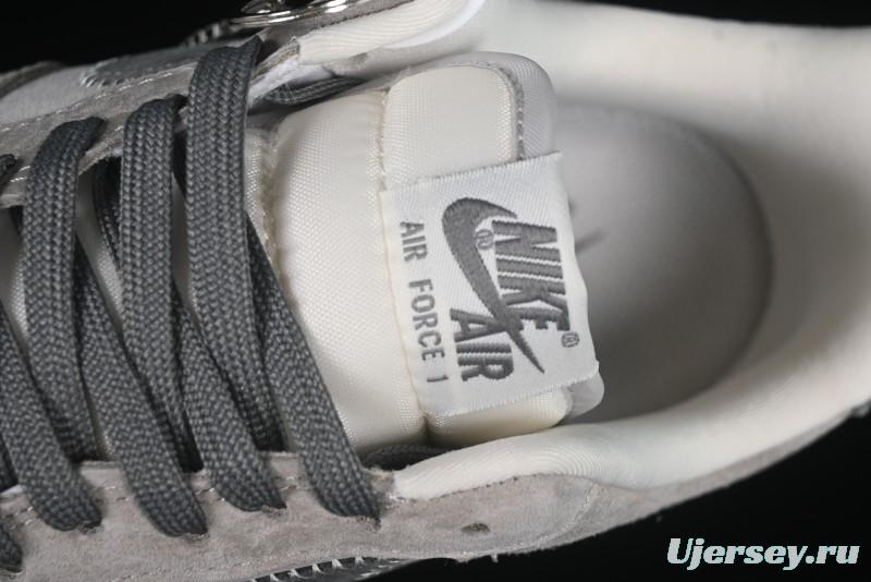 Nike Air Force 1 '07 Low Violent Bear Collaboration Grey Embroidered Swoosh Low-Top Casual Sneakers - KK1988-047