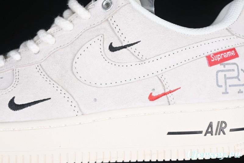 Nike Air Force 1 '07 Low Supreme Champion Collaboration Off-White Mini Swoosh Casual Sneakers - SJ6698-020