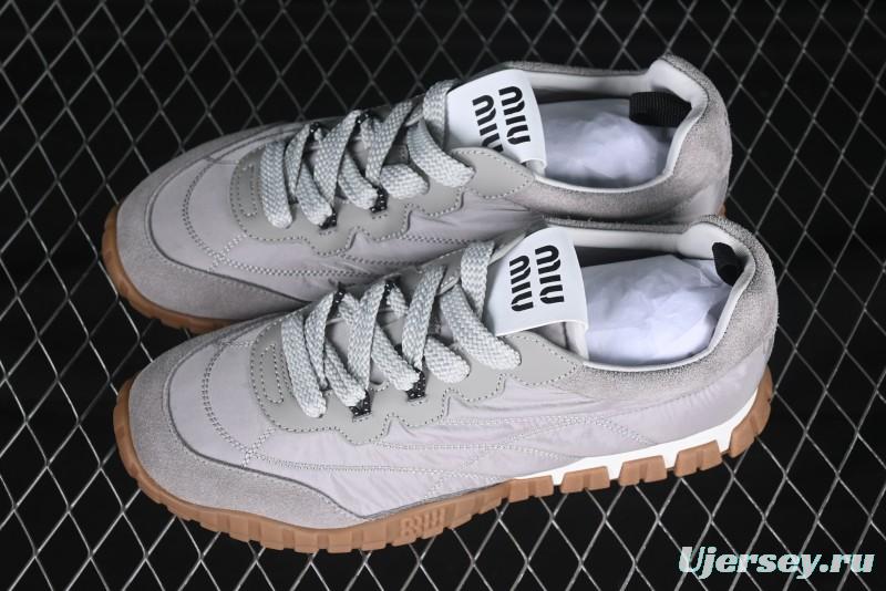 Miu Miu Suede Round Toe Lace-Up Low Top Women's Casual Shoes - 99D4