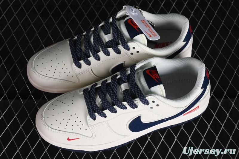 Nike Supreme x SB Dunk Low Balenciaga Collaboration - Off White Blue Canvas Anniversary High-End Custom Low-Top Casual Sneakers - XX2025-310