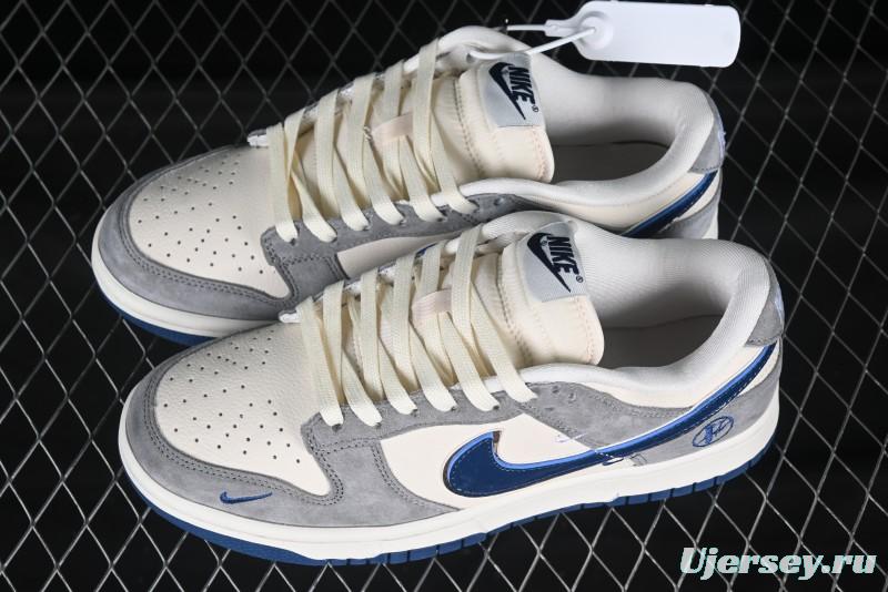 Nike SB Dunk Low VLONE Collaboration Grey White Blue Swoosh Anniversary High-End Custom Low-Top Casual Sneakers - KK1688-089