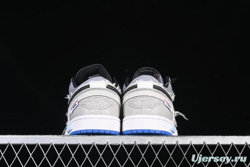 Nike Air Jordan 1 Low Retro Basketball Shoes Panda Prank Surf Fishing Overfishing Blue Brown Gray - 553558-140
