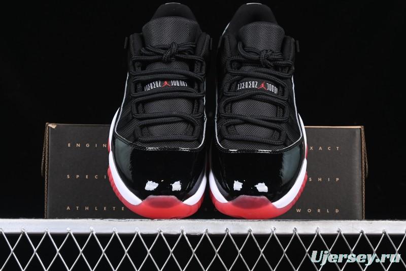Nike Air Jordan 11 Low Bred Basketball Shoes with Patent Leather and Carbon Fiber - FV5104-006