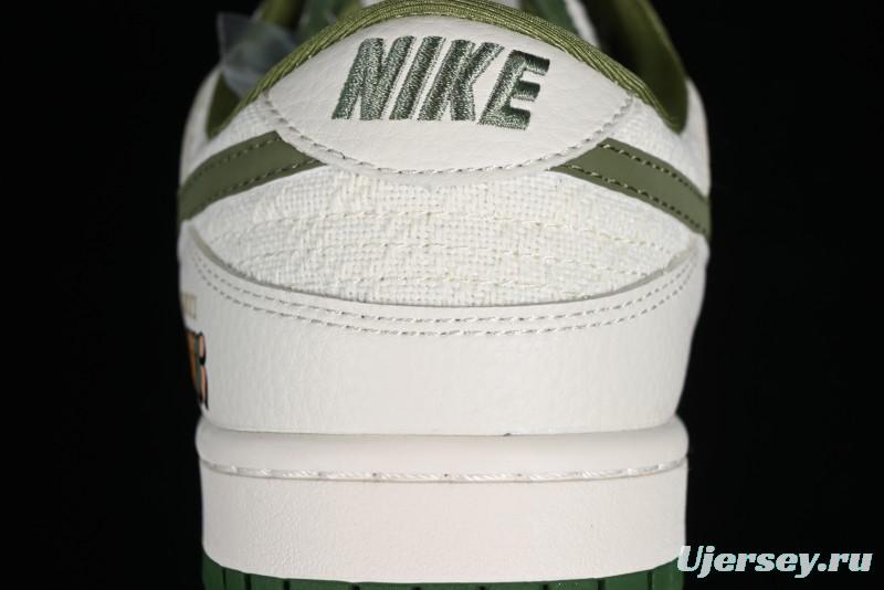Nike SB Dunk Low Gucci Collaboration - Beige Green Woven Fabric Anniversary High-End Custom Low-Top Casual Skate Shoes - DQ1098-368