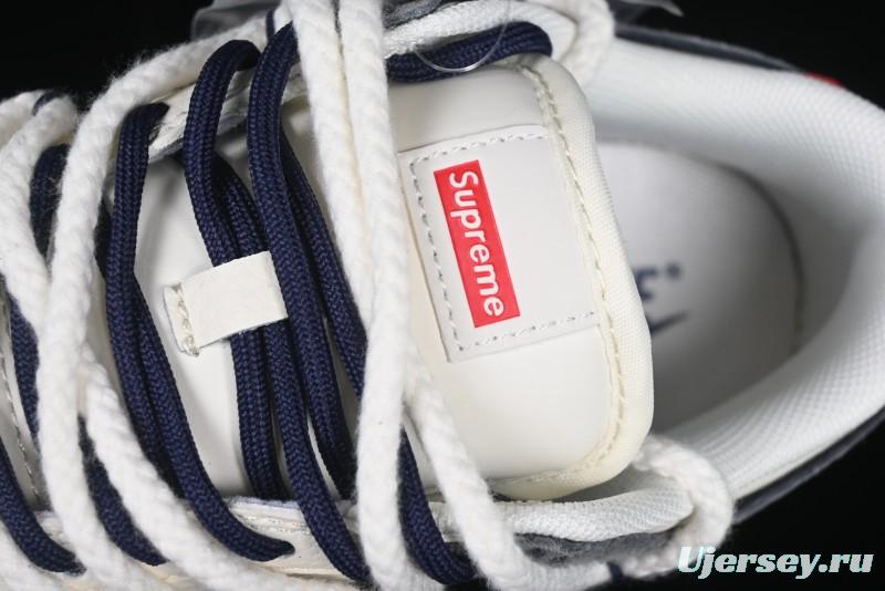 Nike SB Dunk Low Supreme Collaboration Sneakers in Gray Blue with Gray Swoosh - YX5066-260