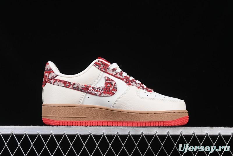 Nike Air Force 1 '07 Low Dior Collaboration Beige Floral Low-Top Casual Sneakers - KK1988-049