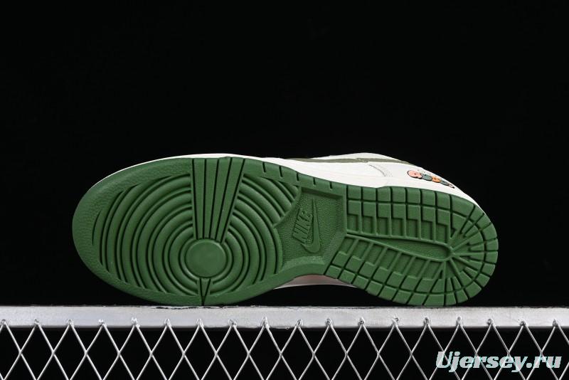 Nike SB Dunk Low Gucci Collaboration - Beige Green Woven Fabric Anniversary High-End Custom Low-Top Casual Skate Shoes - DQ1098-368