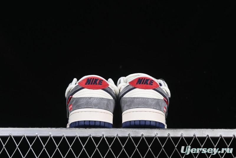 Nike SB Dunk Low Supreme Collaboration Sneakers in Gray Blue with Gray Swoosh - YX5066-260