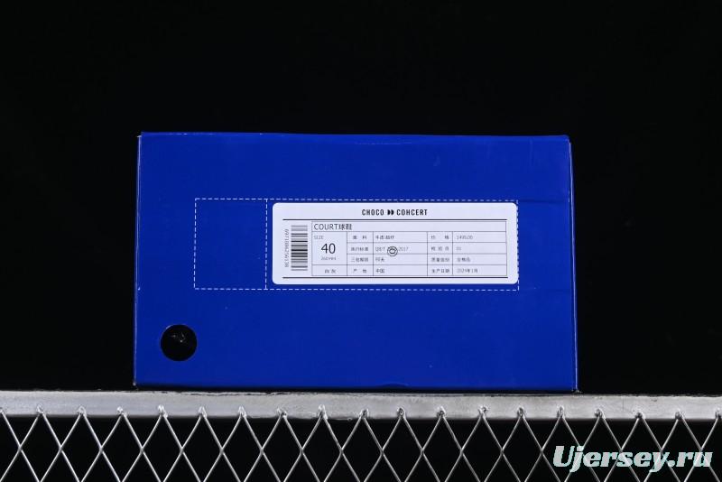 Choco Concert Leather Round Square Asymmetric Fashion Sneakers White Gray - AJE5