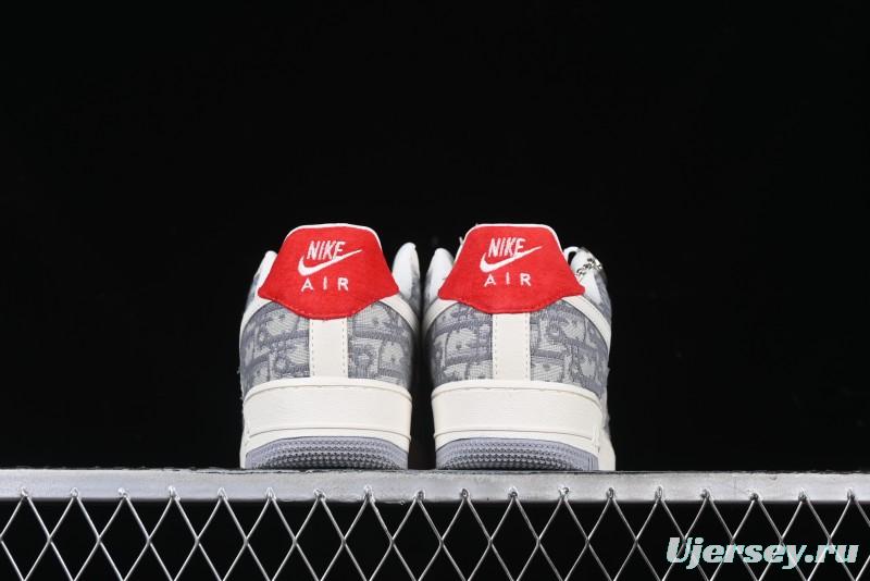 Nike Air Force 1 '07 Low Dior Collaboration - Grey Pattern Low-Top Casual Sneakers - DF0188-021