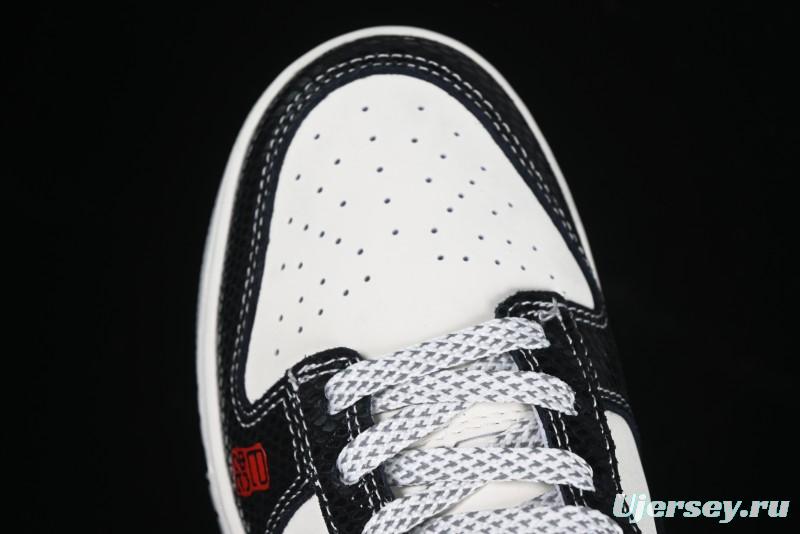 Nike SB Dunk Low UN Collaboration Year of the Snake Limited Edition Dual-Tone Black Snake Anniversary Custom Low-Top Casual Skate Shoes - AG3702-853