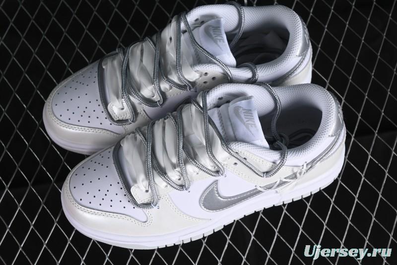 Nike Dunk Low SB Casual Sneakers with Deconstructed Laces and Ribbon Bow Design - DH9765-102