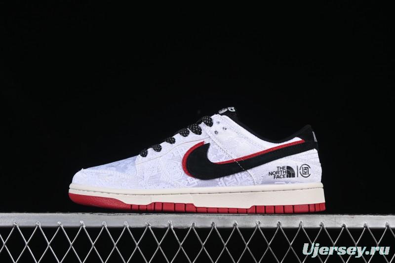 Nike SB Dunk Low The North Face x Edison Chen Triple Collaboration White Silk Black Red Hook Anniversary High-End Custom Low-Top Casual Sneakers - DM6868-041
