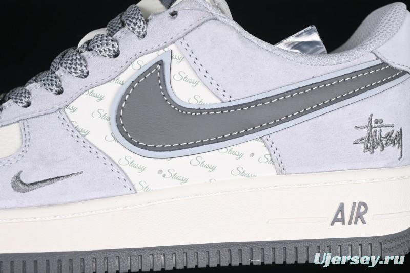 Nike Air Force 1 '07 Low Stussy Collaboration - Pig Grey Swoosh Low-Top Casual Sneakers - XZ3318-066