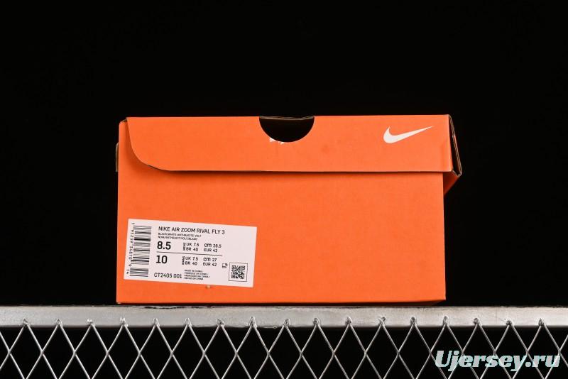 Nike Zoom Rival Fly 3 Lightweight Fabric Comfortable Cushion Non-Slip Low-Top Casual Running Shoes - CT2405-001