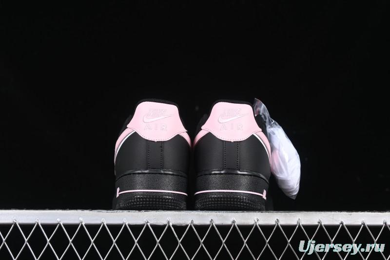 Nike Air Force 1 '07 Low Casual Sneakers with Black & Pink Double Swoosh - CW2288-028