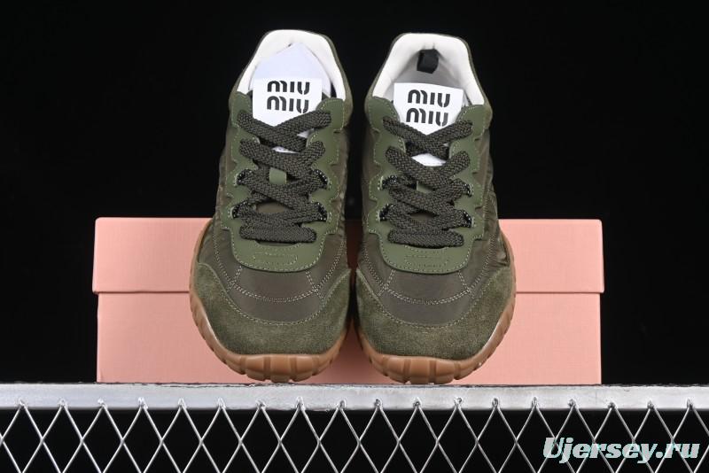 Miu Miu Suede Round Toe Lace-Up Low Top Women's Casual Shoes - 99D4