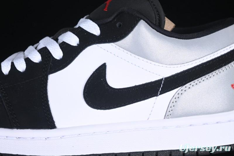 Nike Air Jordan 1 Low Retro Casual Sneakers with Black Swoosh - HF3148-106