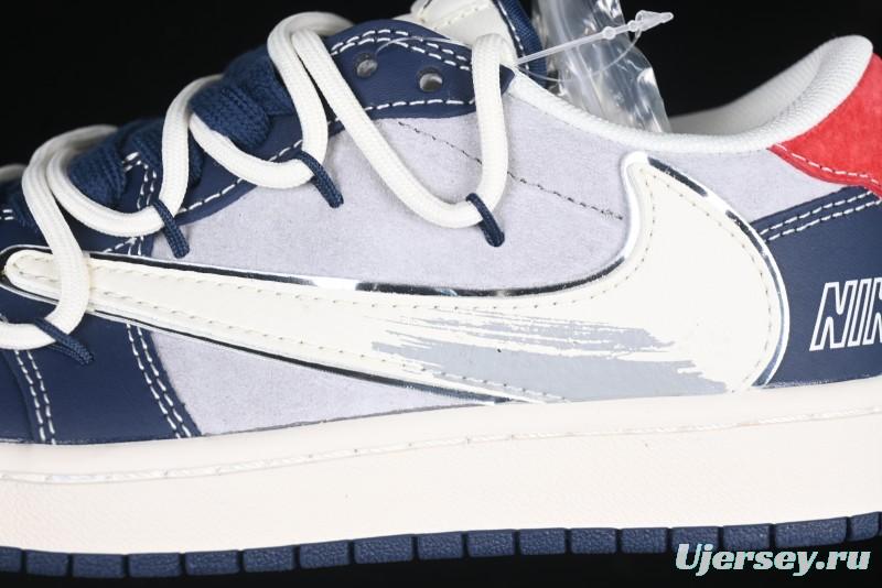 Nike Travis Scott x Fragment Design x Air Jordan 1 Low OG SP AJ1 Graffiti Drawstring Low-top Casual Sneakers - XS3186-203