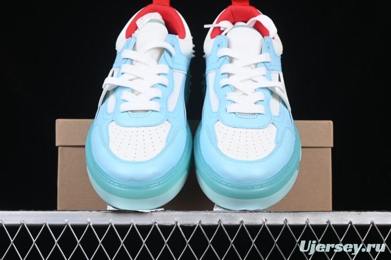 Christian Louboutin Funnyto Flat Comfortable Fashion Low-Top Sneakers with Raw Ice Blue Sole - X.D4