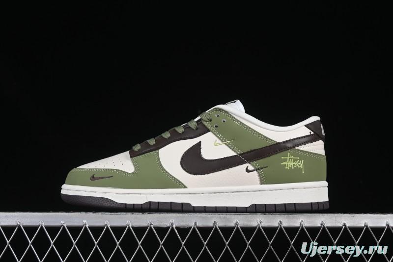 Nike SB Dunk Low Stussy Anniversary Edition Custom Sneakers in White Green Black - KK1333-020