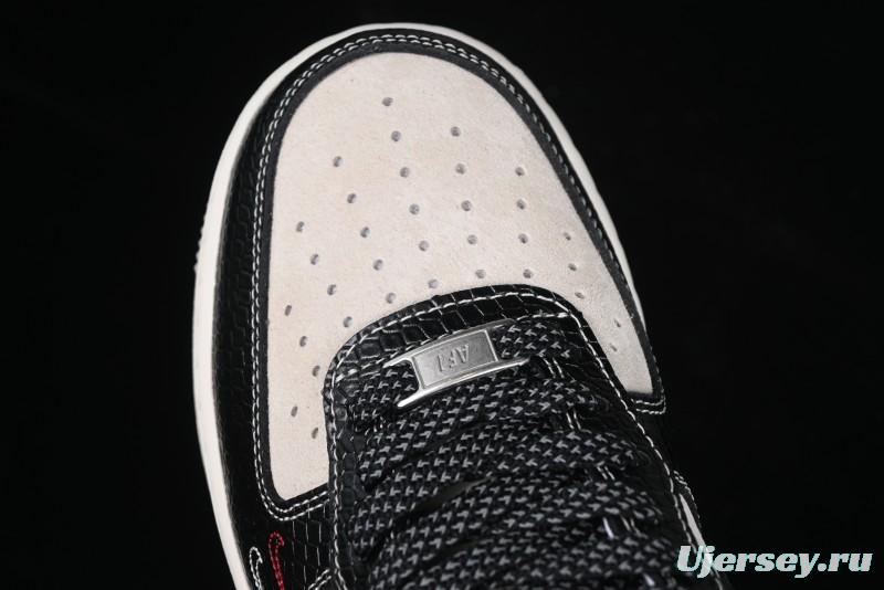 Nike Air Force 1 '07 Low Stussy Collaboration Year of the Snake Limited Edition Black Snake Dual-Color Casual Sneakers - HH7518-034