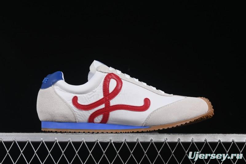 Loewe Ballet Runner 2.0 Sneakers Retro Style Low-Profile Casual Sports Shoes with Asymmetric Toe Design - White Blub