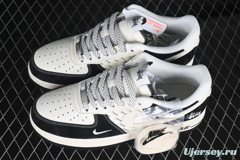 Nike Air Force 1 '07 Low Stussy Collaboration - Black White Casual Sneakers - XZ6188-671