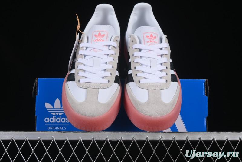 Adidas Samba Classic – White/Black with Pink Translucent Sole