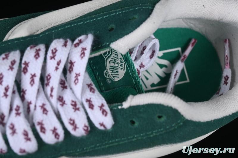 Classic Green Suede Skate Shoes with Signature Wave Design