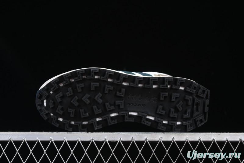 Adidas Retro-Inspired Sneakers - White, Grey & Green with Boost Sole