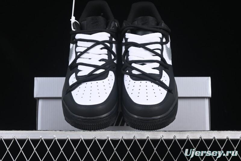 Nike Air Force 1'07 Low Silver Wing Panda Casual Sneakers with Strap - ZH0316-064