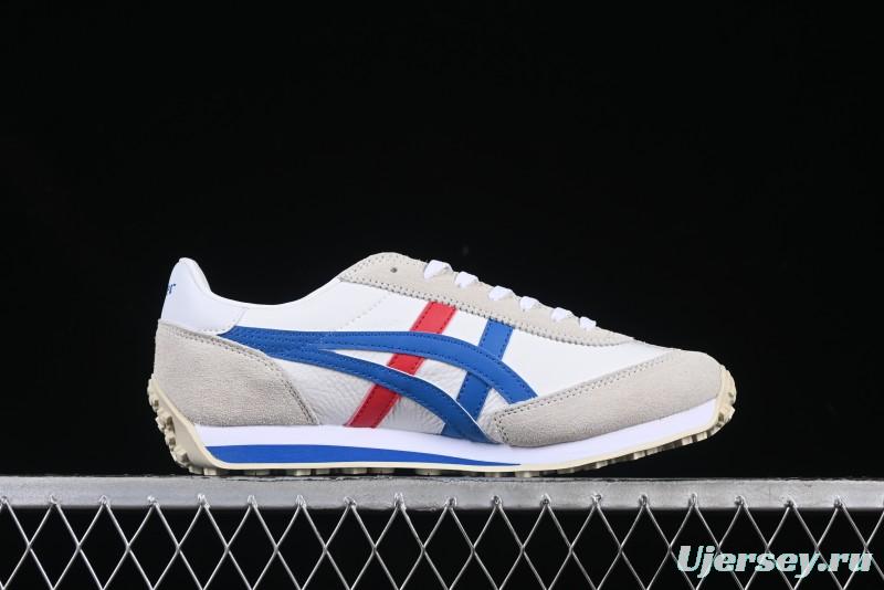 Onitsuka Tiger Vintage Runner Sneakers - White/Grey with Blue & Red Accents