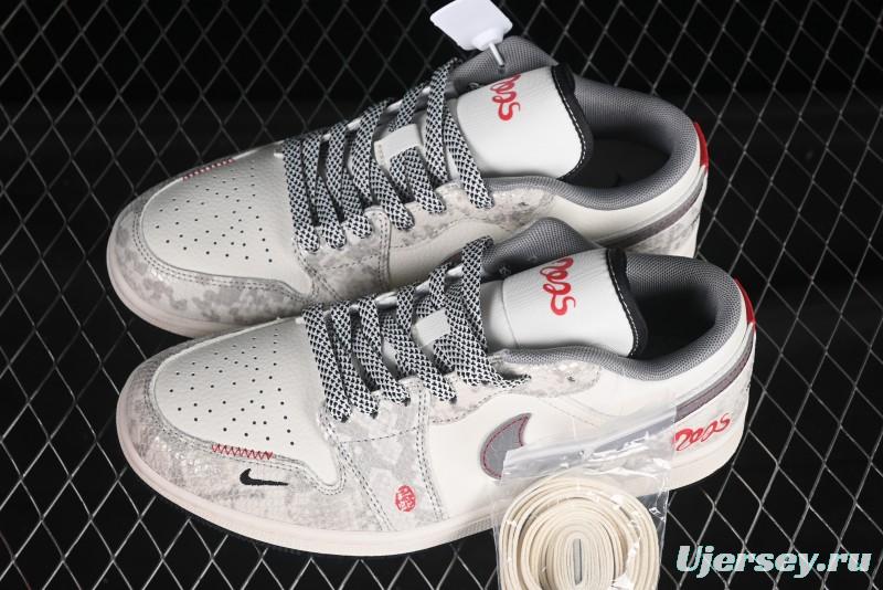 Nike Air Jordan 1 Low Retro Basketball Shoes with Snake Scale Design - SJ9950-054