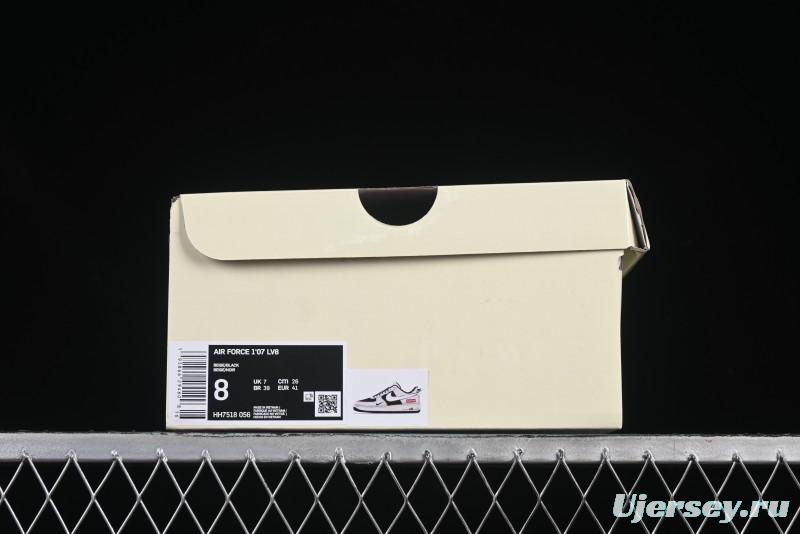 Nike Air Force 1 '07 Low Supreme Collaboration Beige Black Spliced Casual Sneakers with Strap - HH7518-056