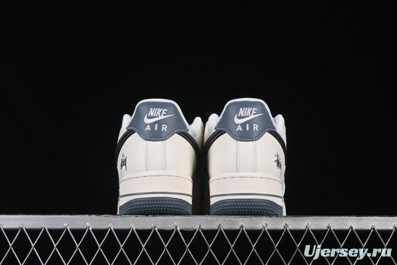 Nike Air Force 1 '07 Low Stussy Collaboration Grey Base Black Swoosh Casual Sneakers - XZ6188-761