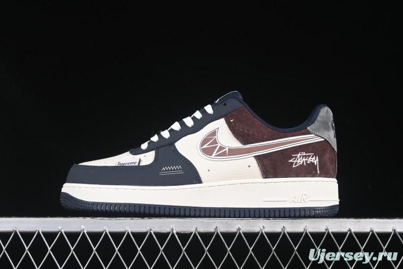 Nike Air Force 1 '07 Low Stussy Collaboration White Blue Chocolate Low-Top Casual Sneakers - KK1988-061