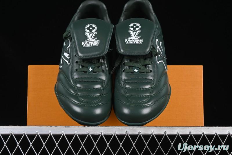 Louis Vuitton Footprint Soccer 2025 Spring Summer Collection Round Toe Lace-Up Low Top Lifestyle Casual Shoes - D.GREEN