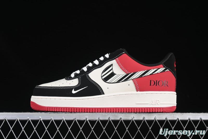Nike Air Force 1'07 Low Dior Collaboration Red Black Zebra Print Casual Sneakers - KK1988-066